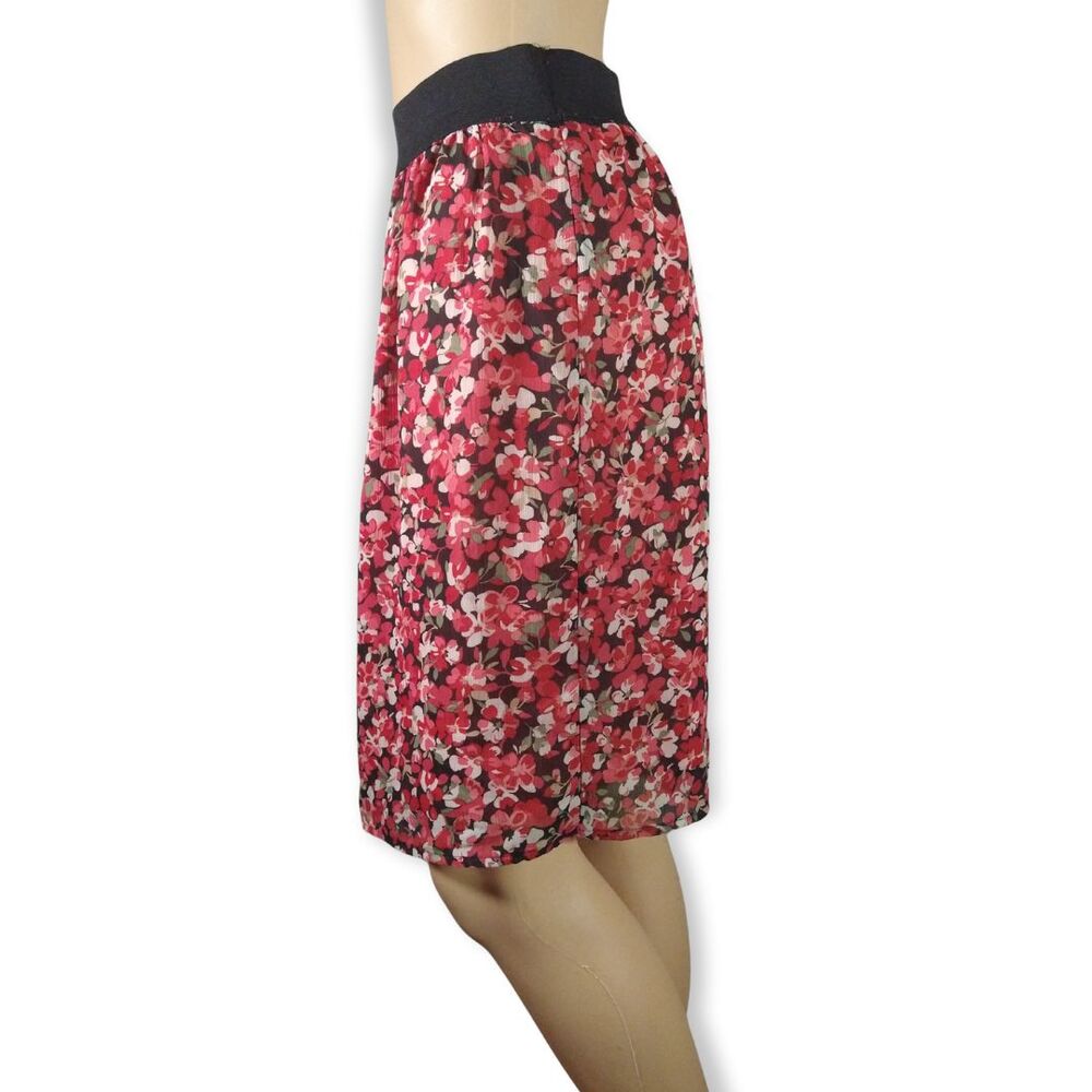 Floral Knee Length Skirt – Women’s XL Casual Midi Elastic Waist Lightweight
